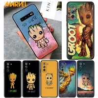 marvel groot art for samsung galaxy s21 ultra plus note 20 10 9 8 s10 s9 s8 s7 s6 edge plus soft black phone case