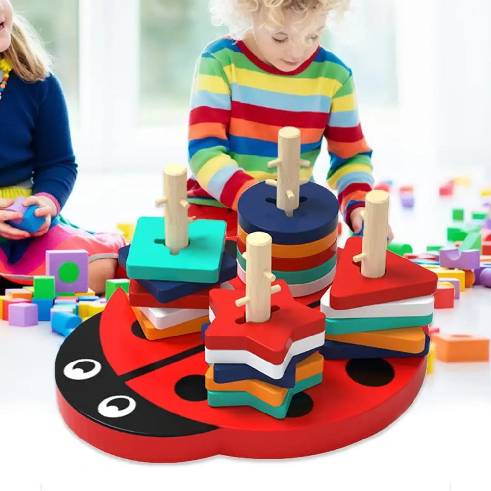 

21Pcs/Set Building Blocks Geometric Shape Fall Resistant Wooden Early Educational Toy Building Blocks Gift for Children