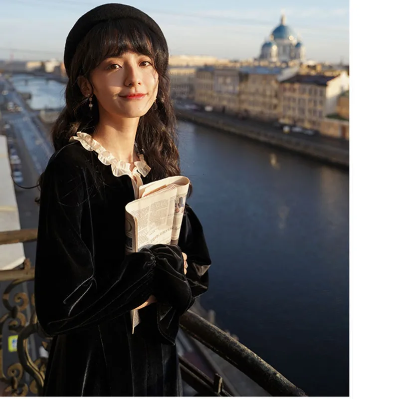 Женское бархатное платье макси с длинным рукавом винтажное вечернее модное