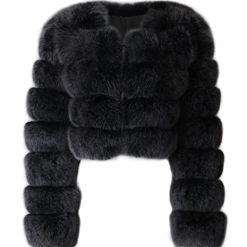 

SHZQ Natural Fur Jacket Ladies Real Fox Fur Jacket Warm Winter Fur Jacket