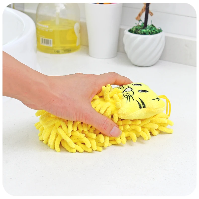 Bathroom Chenille Hand Towel Cartoon Cute Children Towels Kitchen Absorbent Dishcloth With Lanyard Convenient Accesories | Дом и сад