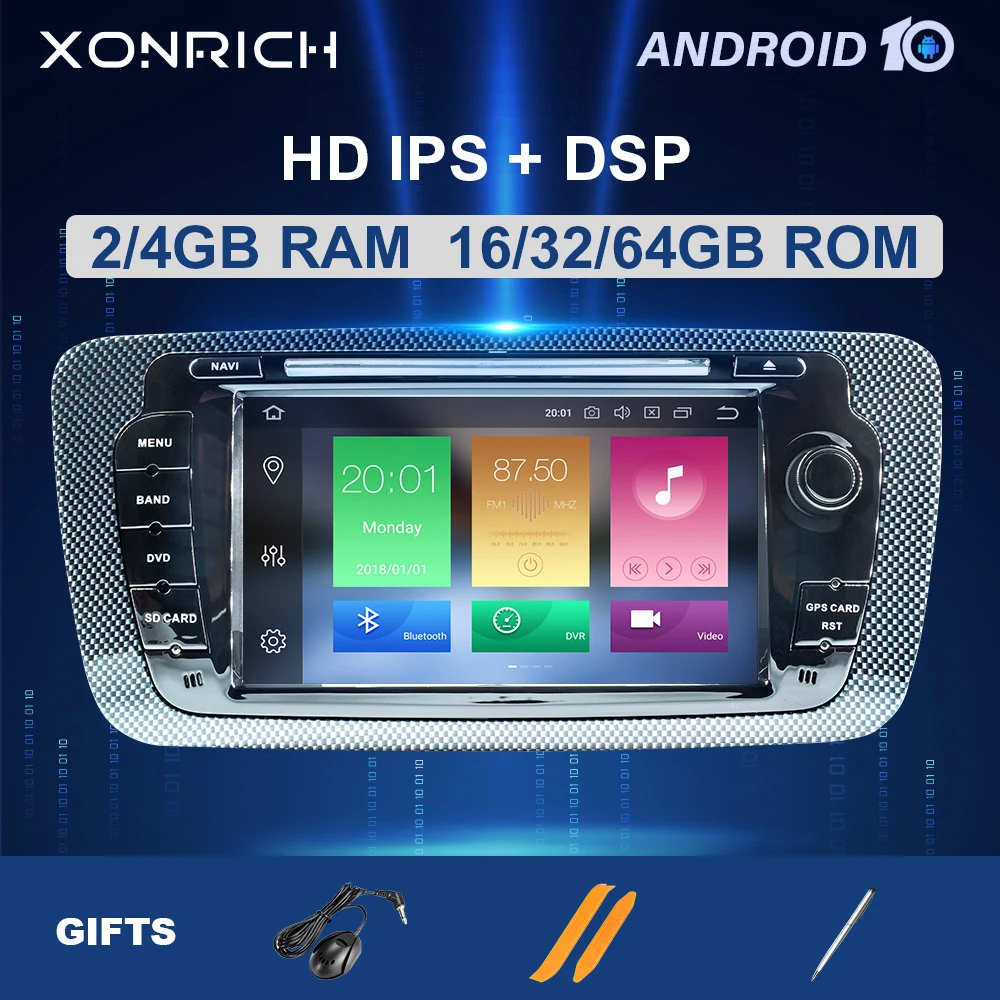 

DSP 2 Din Android 10.0 Car DVD Radio For Seat Ibiza 6J MK4 Sport Coupe Ecomotive Cupra 2009-2013 Multimedia GPS Navigation IPS