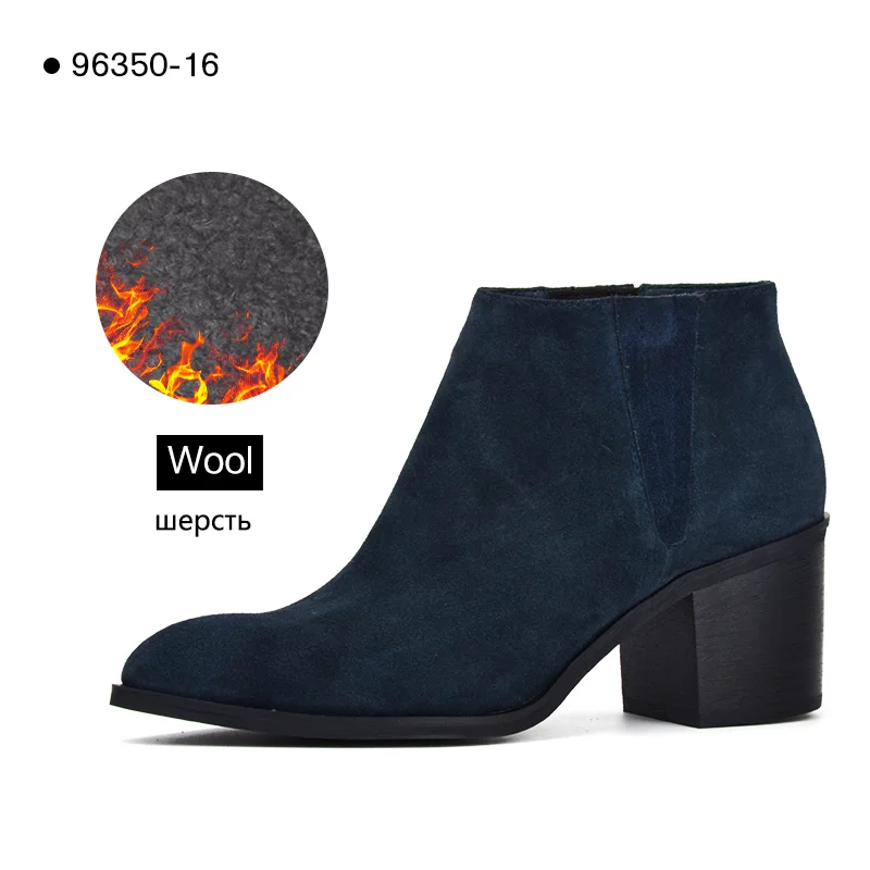 96350-16-LBWool Распродажа; Donna-in; ботильоны для женщин из натуральной кожи на высоком каблуке; модные ботинки с острым носком; женская обувь; женские ботинки - Цвет: 96350-16-LBWool