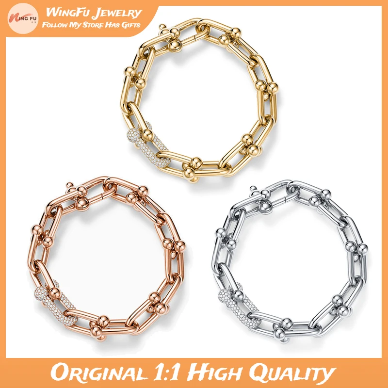 

WingFu S925 Silver High Quality U-shaped Zircon Bracelet Fashion Style Luxury Brand New Premium Jewelry Gift Free Shipping