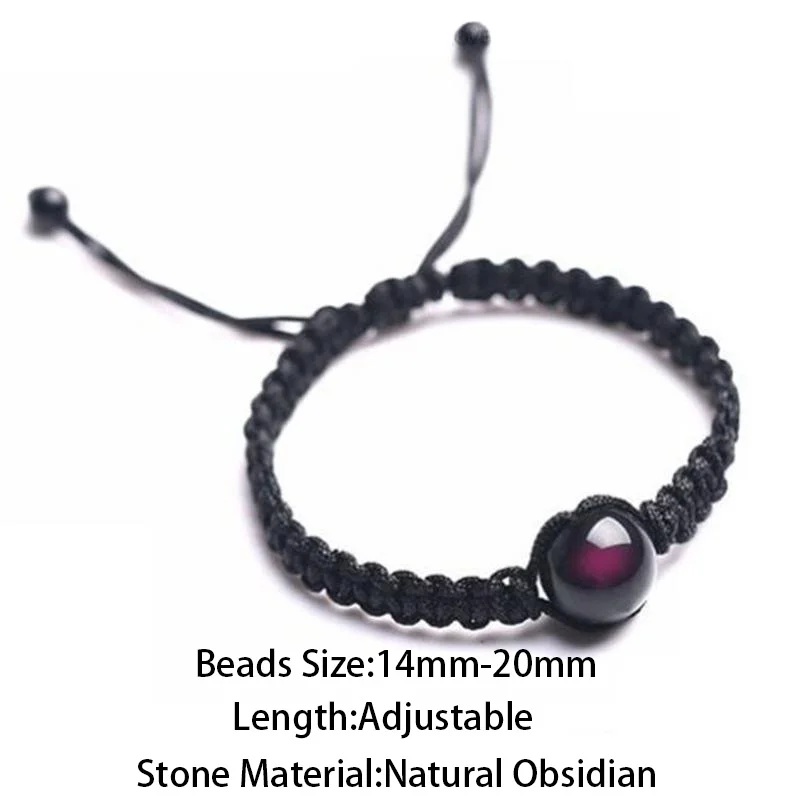 Энергетические браслеты натуральный черный Радужный обсидиановый глаз браслет