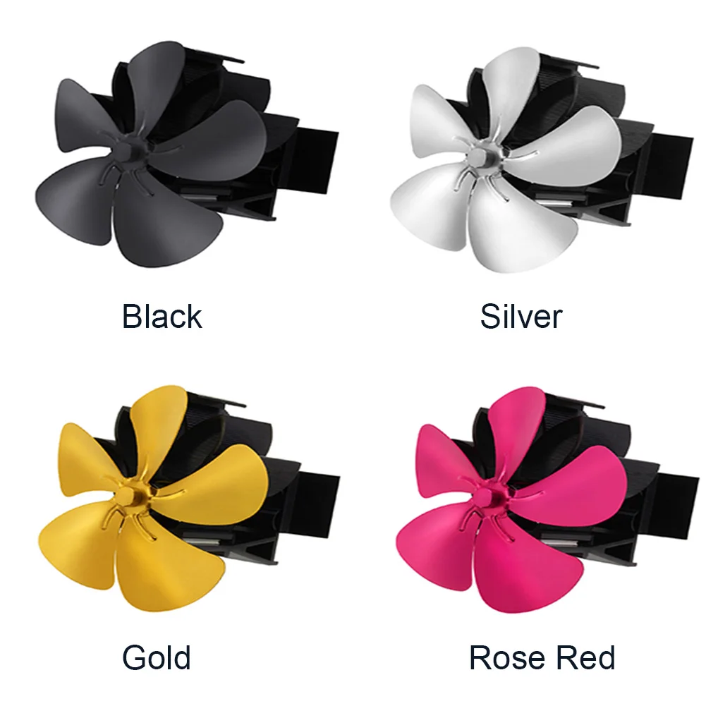 

4 Blades Heat Powered Fireplace Wall Mounted Durable Quiet Distribution Home Stove Fan Aluminum Alloy Wood Burner Accessories