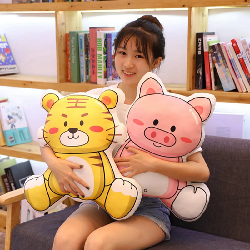 Подушка плюшевая моющаяся с принтом животного 50 см | Игрушки и хобби