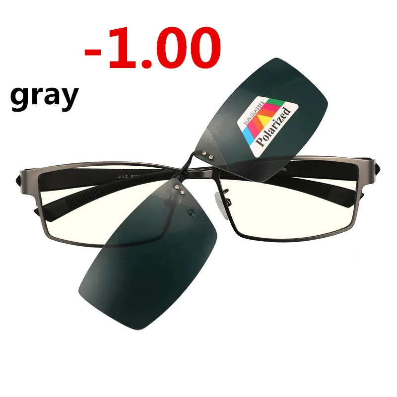 gray-1.00 Клипса солнцезащитные очки из нержавеющей близорукости очки для компьютера мужские очки с прозрачными защитными стеклами очки анти синий луч Оправа очков-1,0 очки-1-2-3 - Цвет оправы: gray-1.00