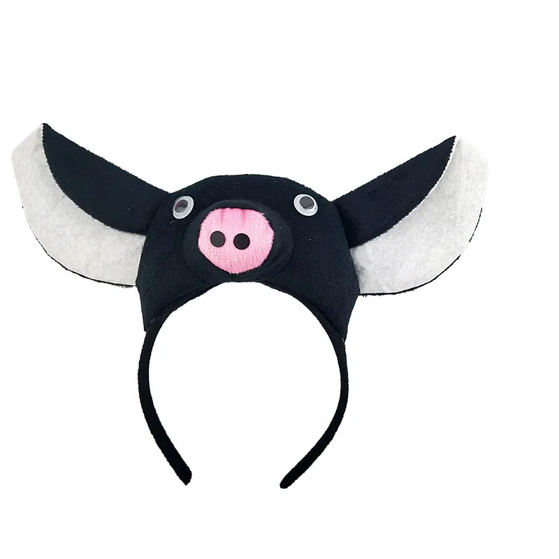 

10pcs Women Kids Animal Black Pig Ear Cosplay Birthday Party Props Gift Costumes Headband Bow Tie Tail Halloween Christmas