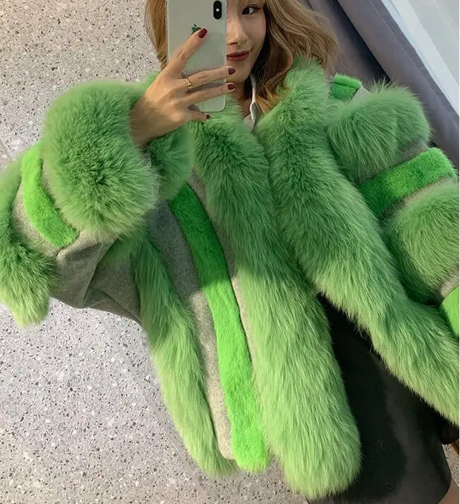 Горячая продажа натуральный мех норки с мехом меха лисы зимняя женская пальто 2021