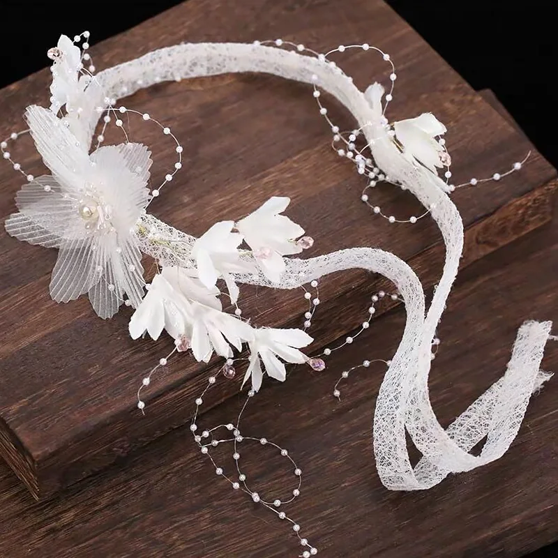 

Bride Wedding Hair Accessories Gorgeous Flower Headbands Braided Hair Vine Pearl Headpiece Hair Ornament For Women Girls