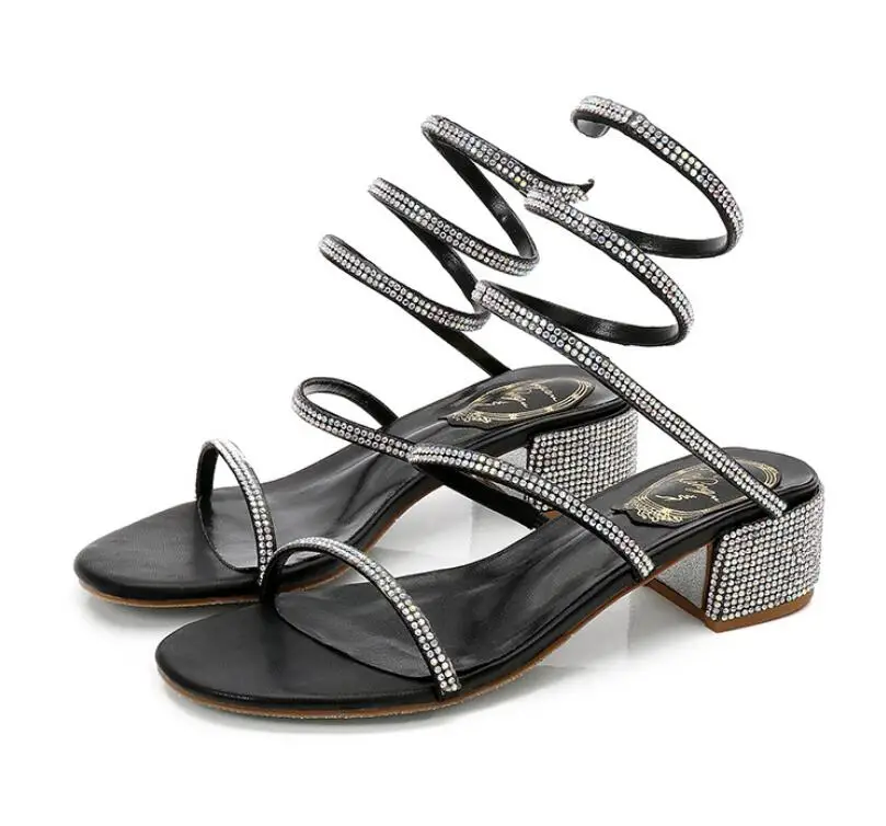 Женские босоножки со шнуровкой стан Акула модные пикантные сандалии на среднем