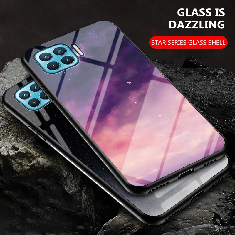 Чехол Starry Star из закаленного стекла для OPPO Reno 4 Lite чехол телефона силиконовая рамка