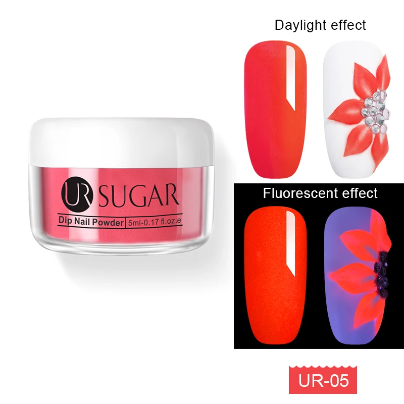 Neon 5 Ur Sugar погружение флуоресцентная пудра Пыль неоновый дизайн для ногтей украшения без лампы вылеченные маникюрные ногти блеск Dip Kit 5 мл - Цвет: Neon 5