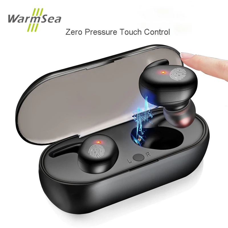 Touch-black Наушники WarmSea TWS Bluetooth 5,0, отличное качество звука, беспроводные наушники, гарнитура, спортивные наушники - Цвет: Touch-black
