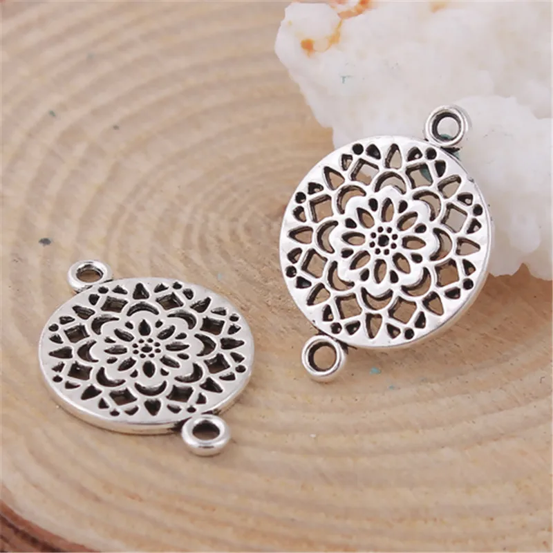 Круглые соединители из сплава цинка DoreenBeads серебристые подвески для цветов DIY