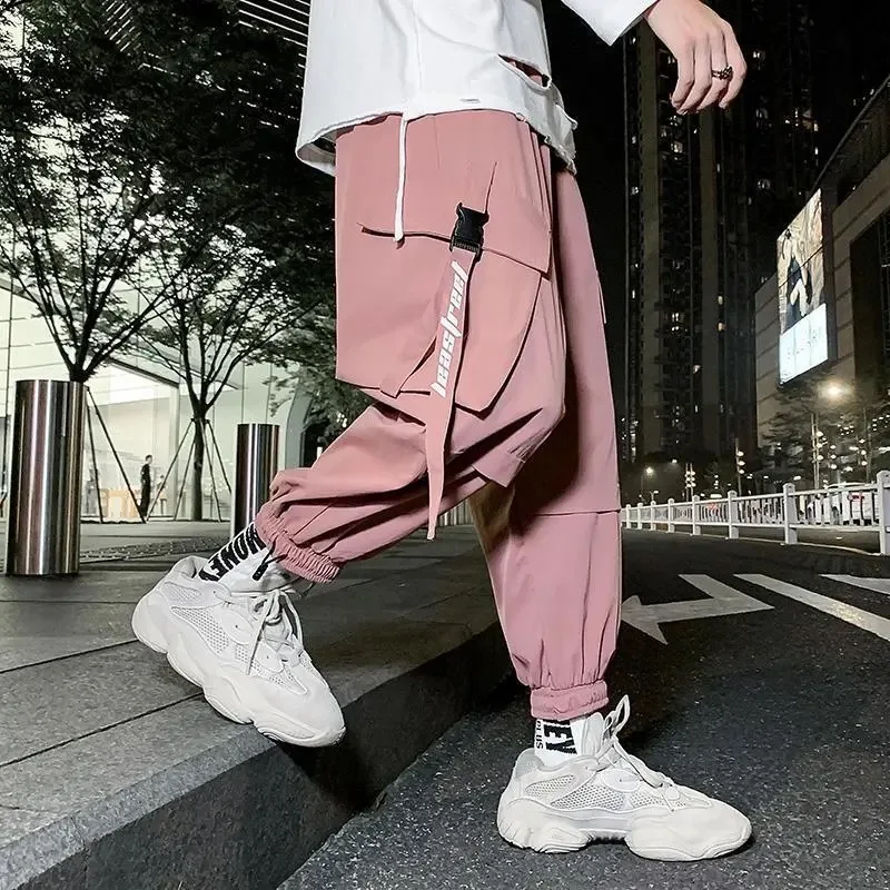 

Korean Joggers Cargo Pants Men Harem Pants Multi-Pocket Loose Man Sweatpants Streetwear Casual Legged Trousers Plus Size M-5XL