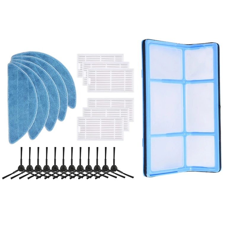 

Compatible ILIFE V3S V3S Pro V3 V5 V5S V5S Pro (12 Side Brush + 6 Hepa Filter + 5 Mop Cloth) & Primary Dust Hepa Filter