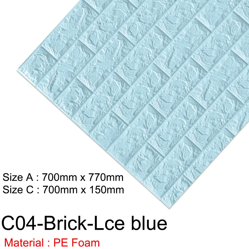 C04-Brick-Ice blue 1 шт/5 шт 3D обои кирпичные настенные наклейки водонепроницаемые DIY самоклеящиеся Декор для спальни детская комната гостиная обои бумага - Цвет: C04-Brick-Ice blue