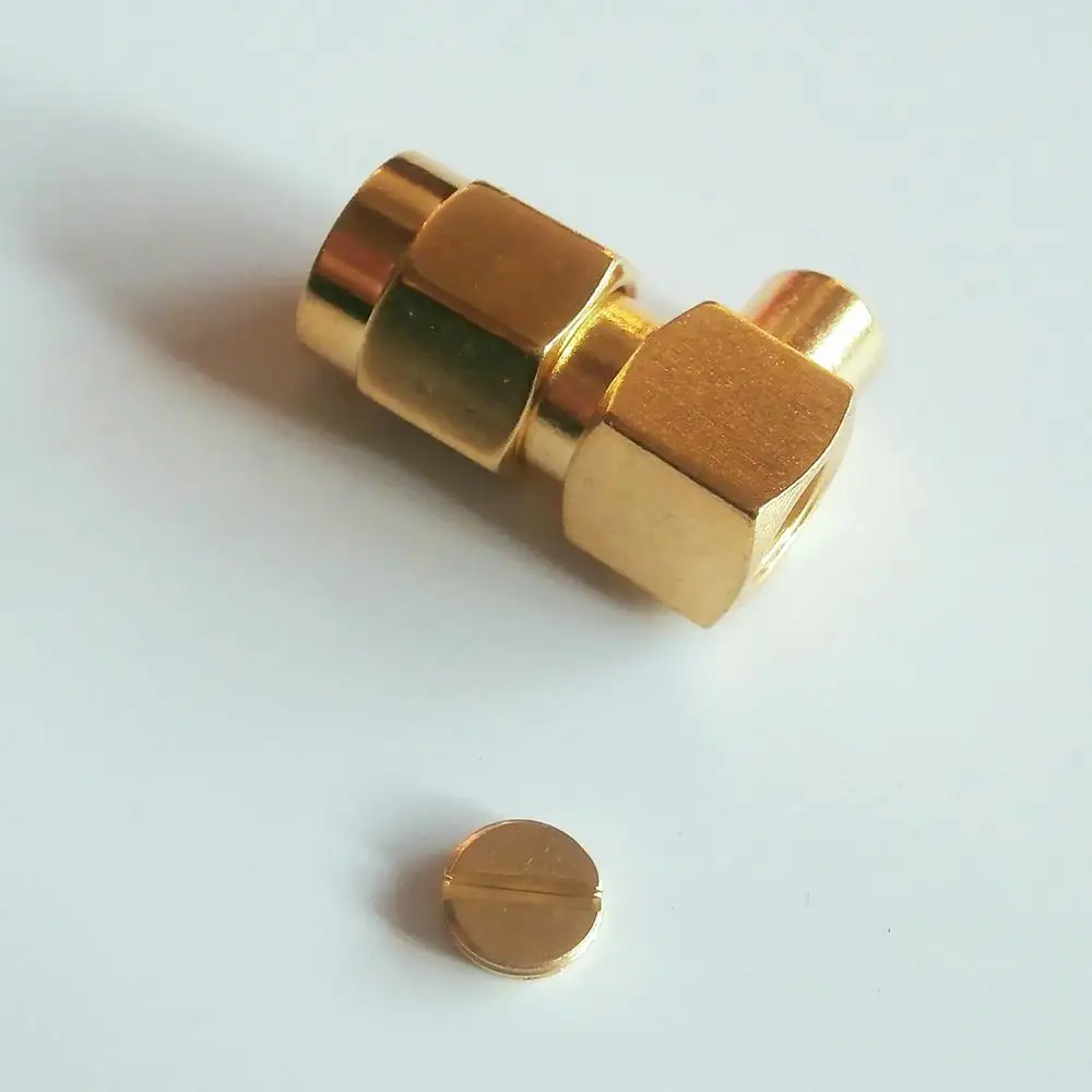 10X Pcs RF Connector RP-SMA RPSMA Male jack 90 Degree Right Angle Solder for semi-rigid RG402 0.141&quot cable Brass GOLD Plated - купить по