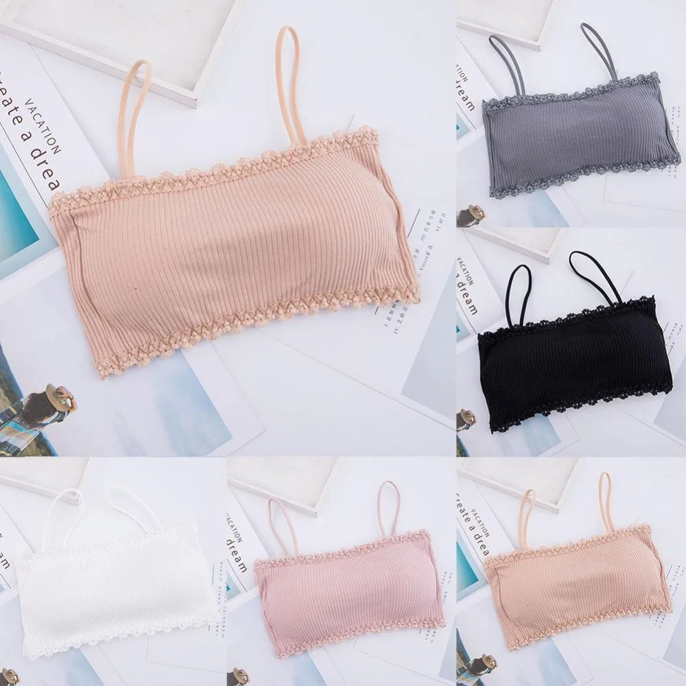 Women Bralette Crop Top Back Closure Bra Chest Pad Underwear Girls Strapless Tube Top