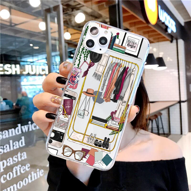 Модный Дорожный мягкий чехол для телефона из ТПУ девушек iPhone 11Pro Max 6 6s 7 8 Plus X Xs Xr