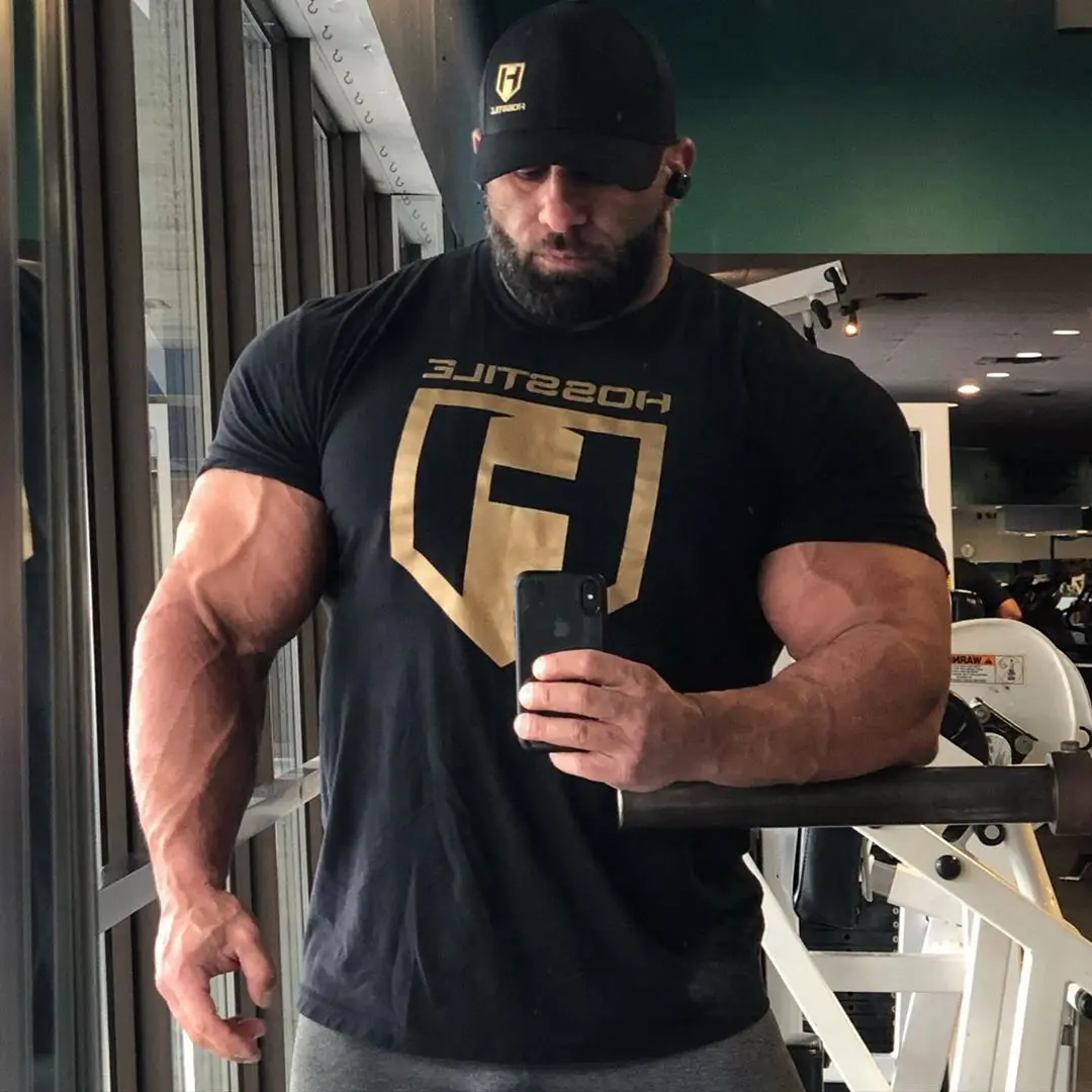 Модная новинка Мужская футболка для фитнеса бодибилдинга тренировки хлопковые