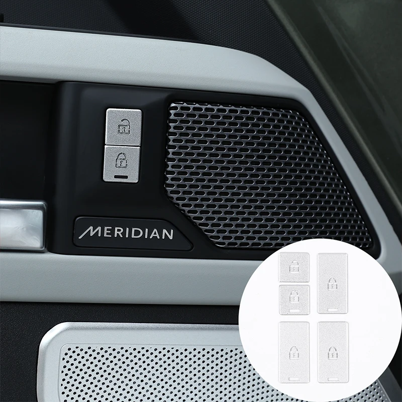 

Stainless Steel Silver Car Door Lock Control Button Decorative Sticker For Land Rover Defender 90 110 2020-2022 Car Accessories