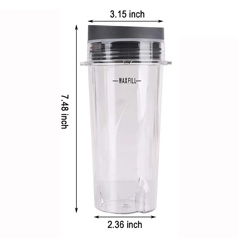 

Single Cups with Lid , Replacement Parts Compatible for Nutri Ninja BL660 BL770 BL740 BL810 BL830 Professional Blender