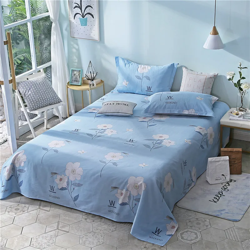 

1Pcs Bed Fitted Sheet Slipcover Cloth Flat Sheet Printed Soft Twin Full Queen King Sheets for 0.9/1.2/1.5/1.8/2m no pillowcase