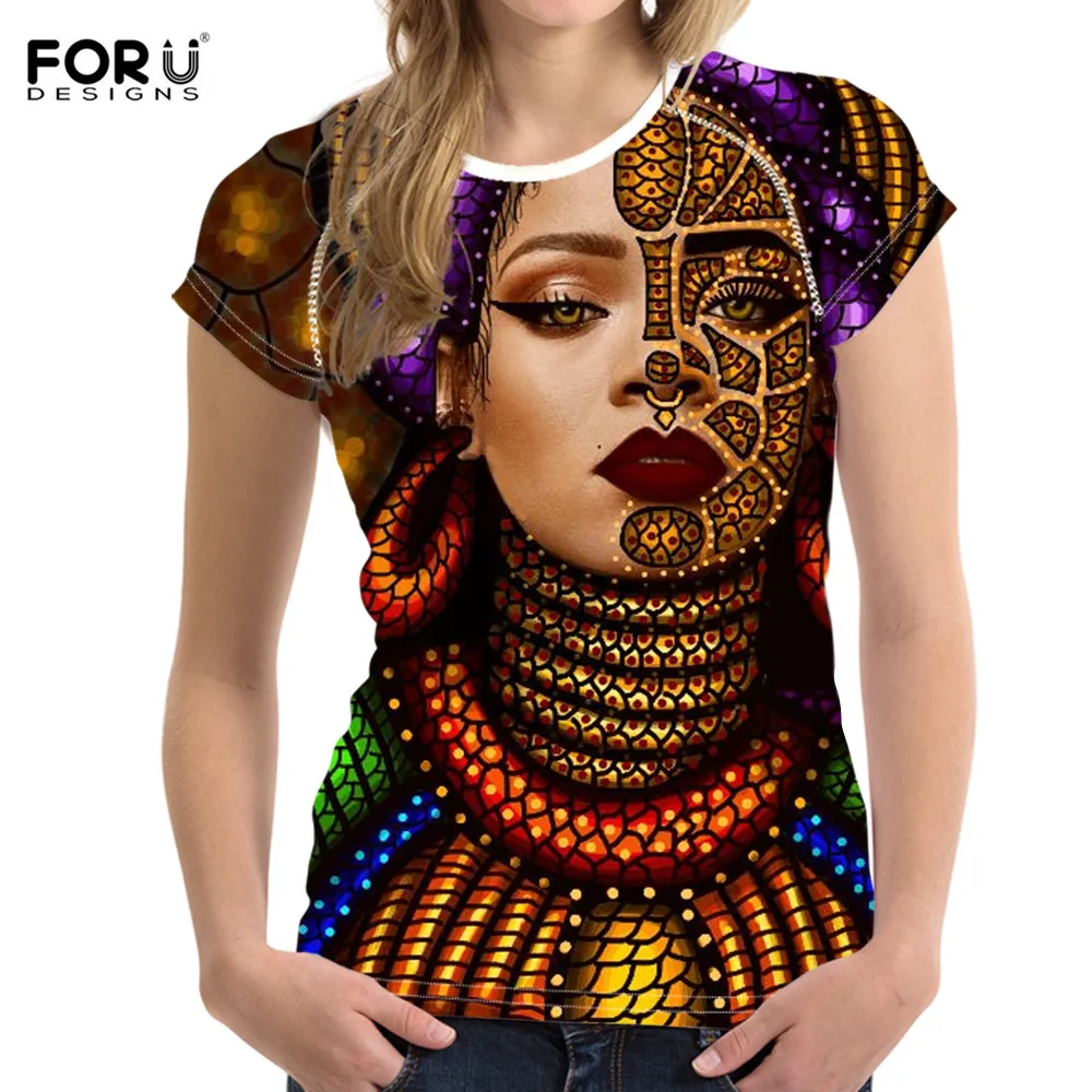 Футболки FORUDESIGNS для женщин красочные футболки с изображением лица африканских