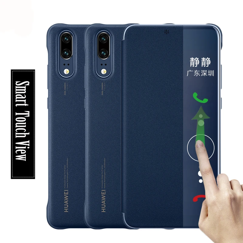new huawei p20 p20 pro case clear view smart touch view flip cover 100 original official huawei p20pro leather flip phone case free global shipping