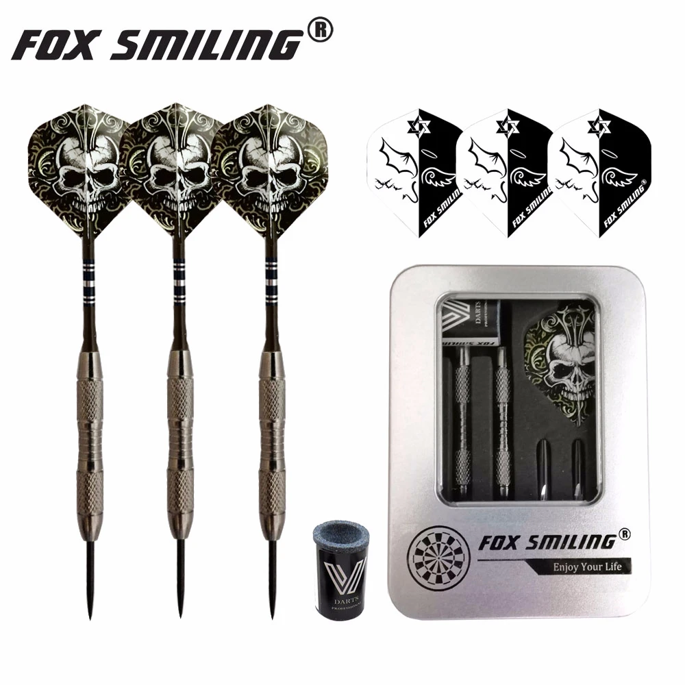 Fox Smiling 3 шт. 22/23 г Сталь Дартс с высоким Класс Железный Чехол Коробка посылка(подарок: 3 шт. Перелёты+ 1 шт. точильный камень