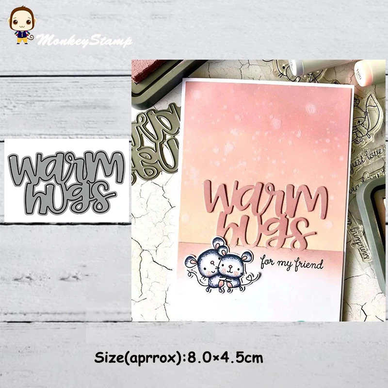 Обезьяна теплые объятия буквы металла резки трафареты для DIY Скрапбукинг