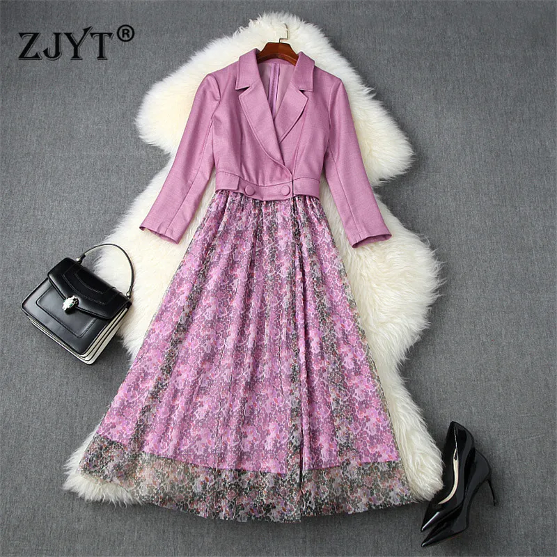 Женский блейзер с отложным воротником элегантное Сетчатое платье в стиле