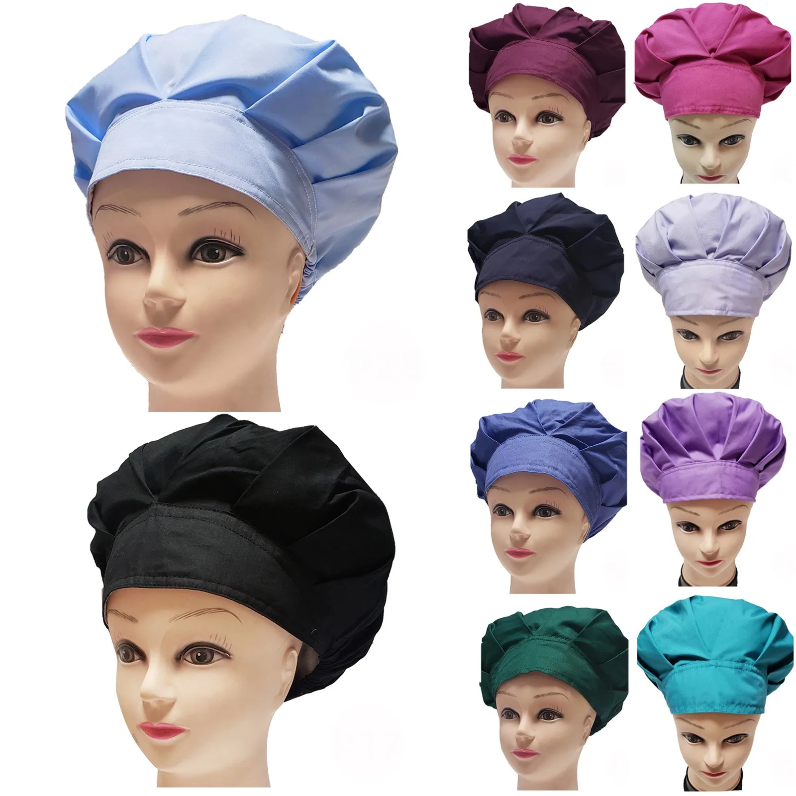 

New Women's Work Cap Fashion Cotton Bandage Adjustable Frosted Cap Sports Lace Printed Fluffy Hat Nurse Work Cap X5