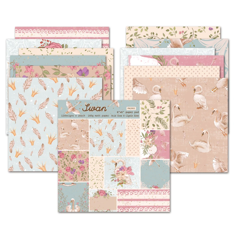 12 листов бумажные подкладки для скрапбукинга в виде лебедя|Крафт-бумага| |