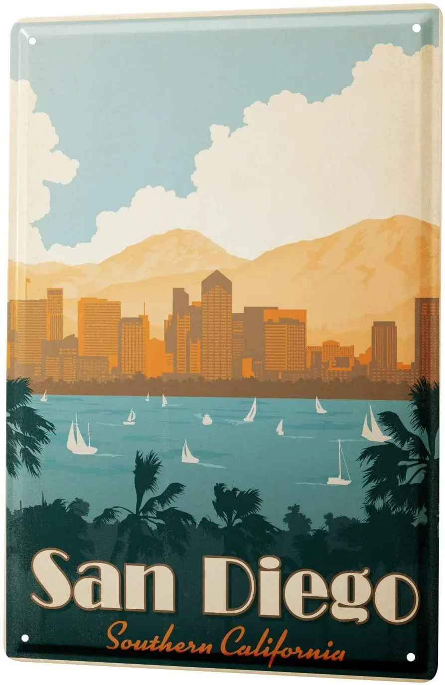

SINCE 2004 Tin Sign Metal Plate Decorative Sign Home Decor Plaques 30 x 40 cm Retro Art Metropole San Diego Southern California