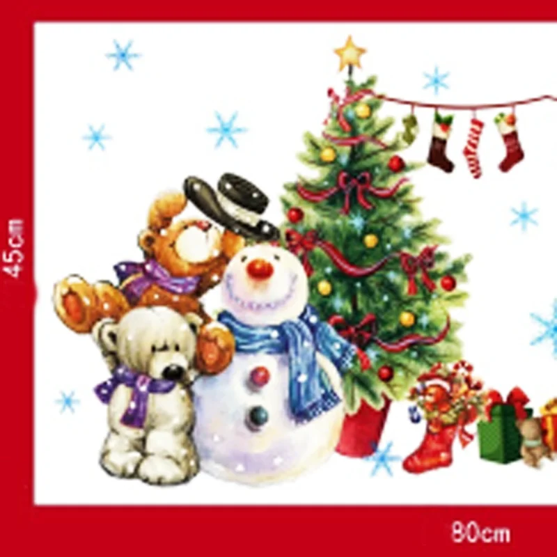 DIY Christmas home decor wall sticker window Snowman bear stickers for kids rooms | Дом и сад