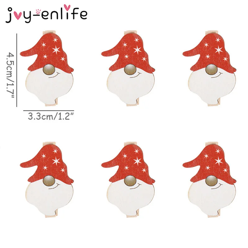 6 шт. креативные рождественские деревянные Мультяшные зажимы Санта-Клаус