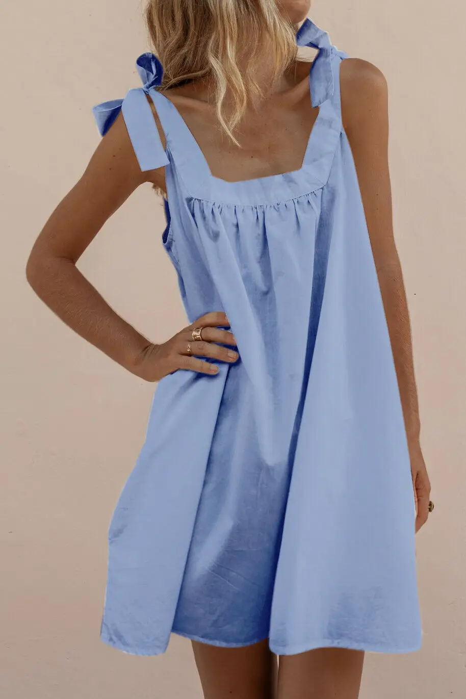 Новинка Женский Повседневный хлопковый льняной кафтан трапециевидный Мини