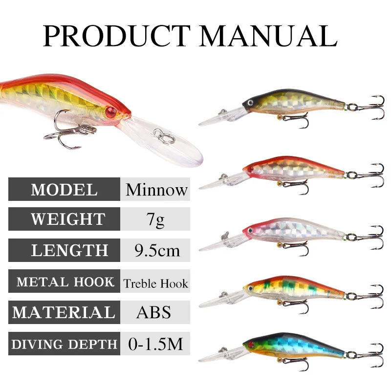 1 шт. рыболовная приманка 9 5 см 7 г|Наживки для рыбной ловли| |