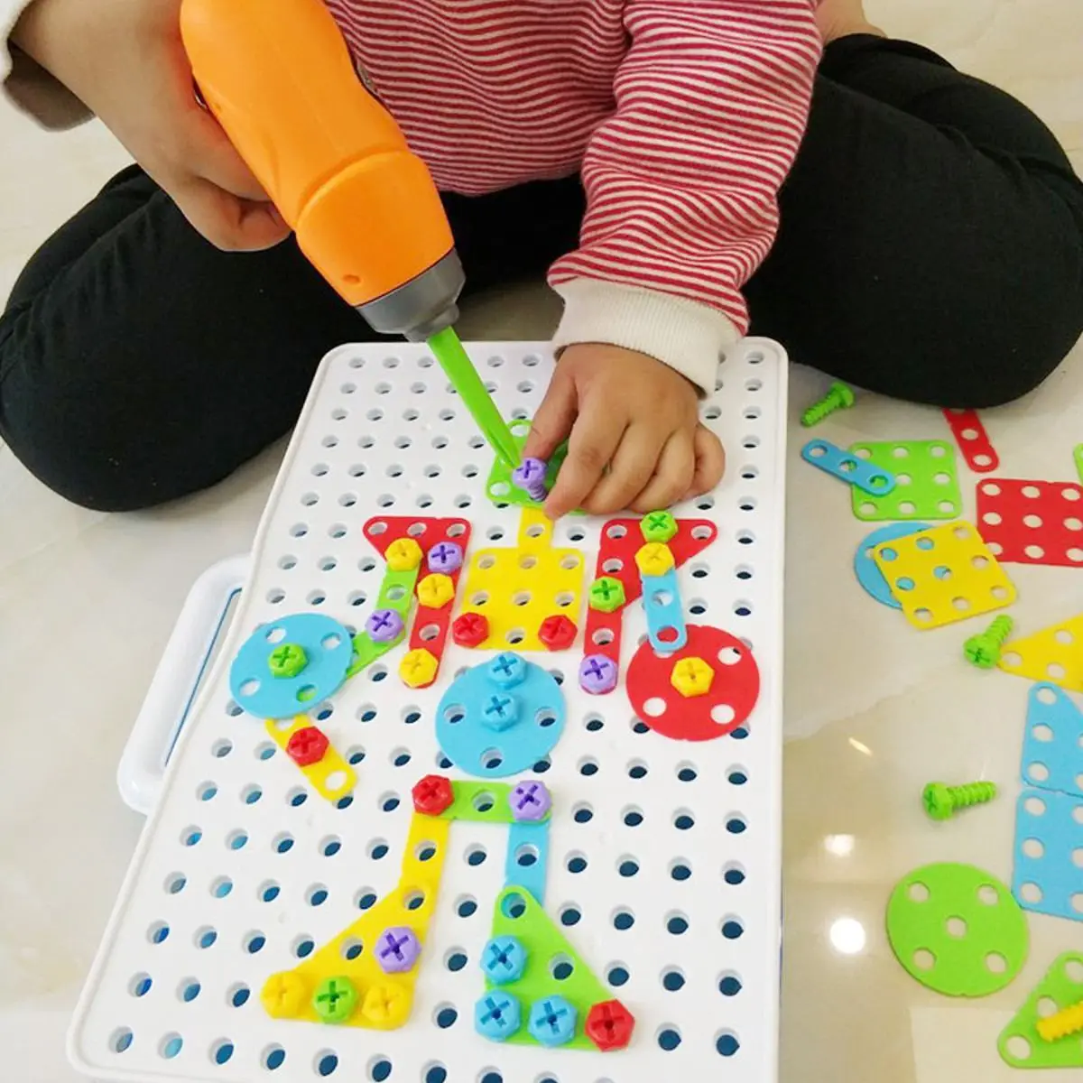 

144pcs Creative Kids Electric Drill Toy Assembled Match Tool DIY Model Kit Educational Blocks Sets Toys For Boys Children Gift