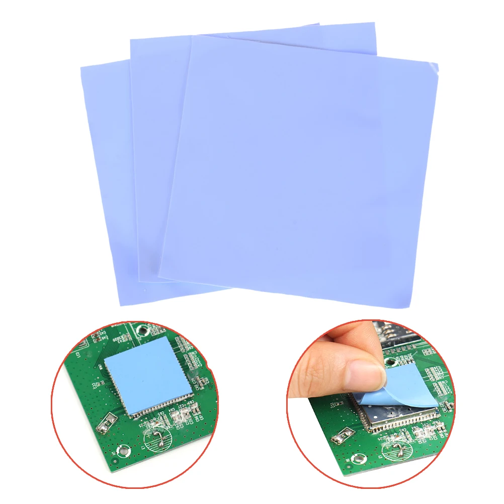 

3Pcs Silicone Computer GPU CPU Conductive Thermal Pad Blue 100mm*100mm*0.5mm