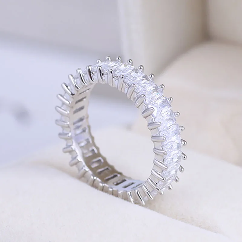 

High quality wholesale price full inset zircon shiny rings boutique jewelry 925 silver ring