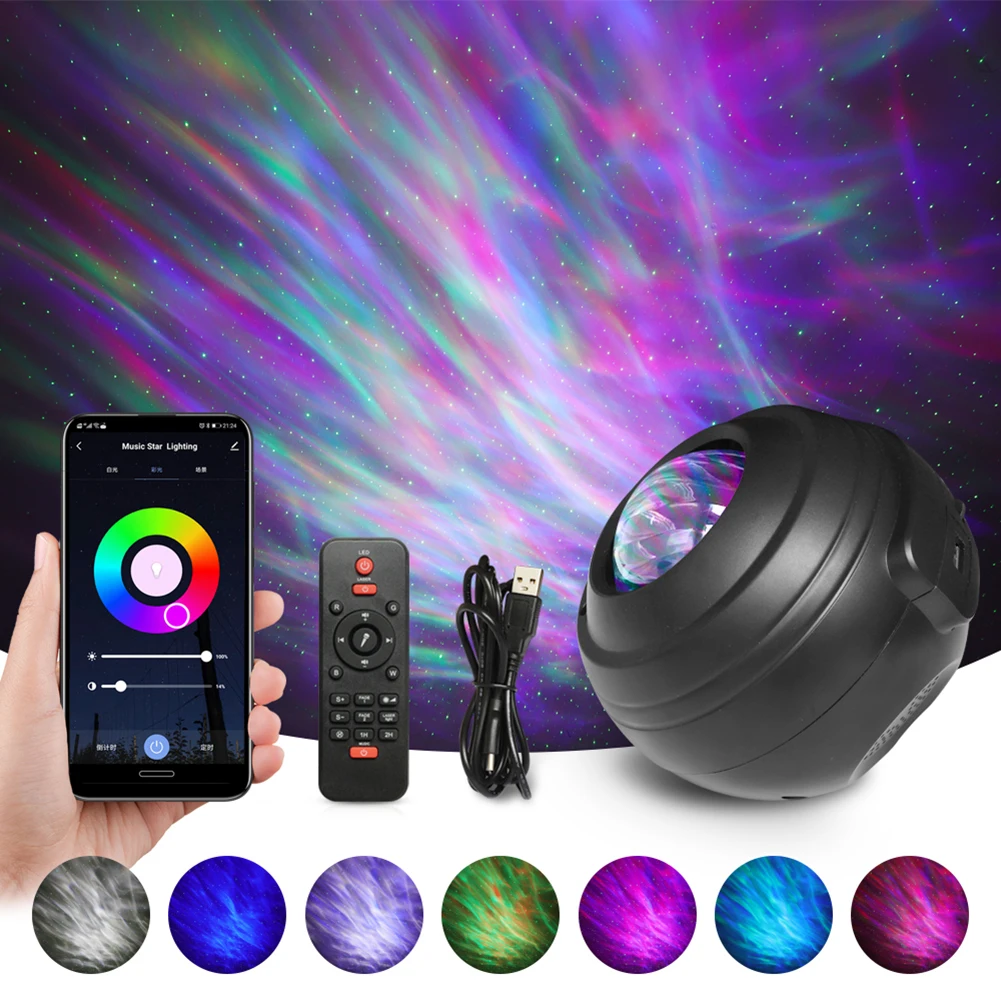 

Starry Sky Galaxy Projector Nightlight USB Music Lamp Bluetooth-compatible Water Pattern Light Home Party Club Bar Decoration