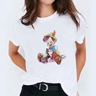 Футболка женская летняя с коротким рукавом, повседневный Топ, милая рубашка в стиле Харадзюку с изображением кошки Пиноккио, одежда унисекс