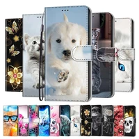 pu leather for samsung galaxy s5 s6 s7 s8 s9 plus flip case phone cover cartoon cat capa fundas for samsung s9 s8 shell capa