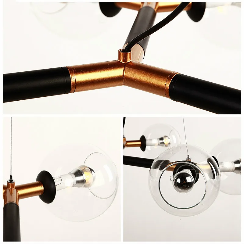 Американский Ретро Треугольники металла 6 светильник D70cm светодиодная подвесная