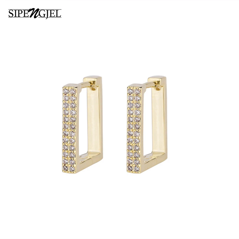 

SIPENGJEL Fashion Cubic Zircon Geometric Earrings Cute Simple Korean Style Earrings For Women Jewelry 2021